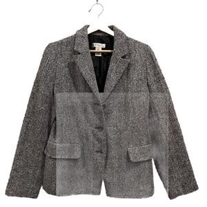 Isaac Mizrahi Women's Blazer‎ Tweed Jacket Black White Size Medium